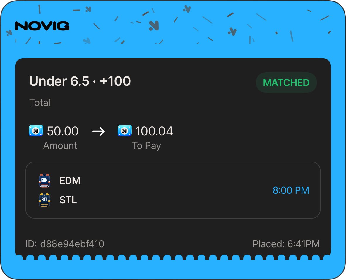 JointOpsPlays's tweet image. NHL BAKED PLAY 🍪😶‍🌫️🏒

1u - EDM/STL u6.5 +100 (NOVIG)

#LetsGoOilers #STLBlues