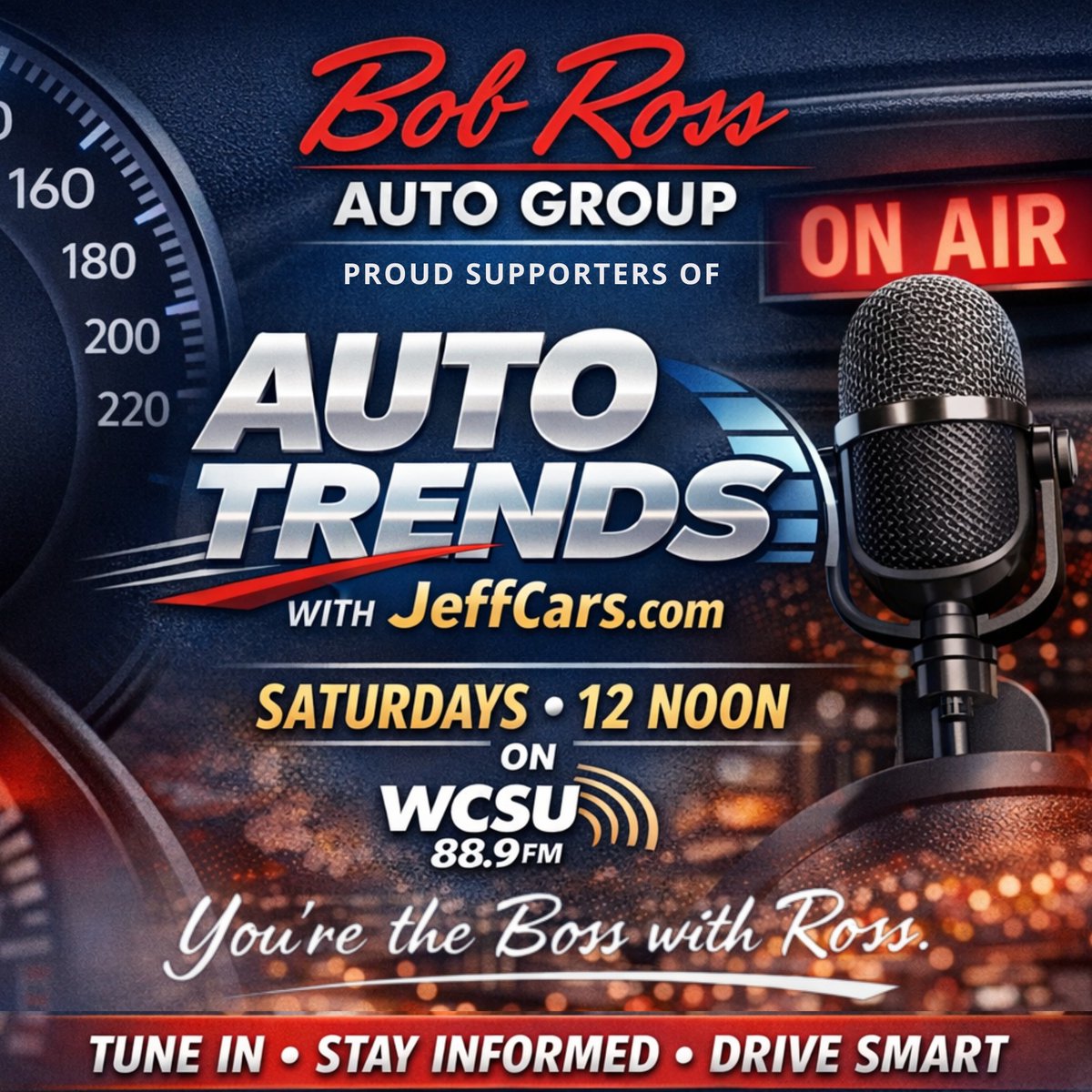 Local voices. Local insight. Auto Trends with JeffCars.com airs tomorrow at noon on WCSU — proud to support Dayton &amp; Miami Valley! #AutoTrends #LocalVoices #DaytonOhio #MiamiValley #CarDealership #BobRossAuto #WCSURadio #DriveSmart #AutoNews #CarCommunity