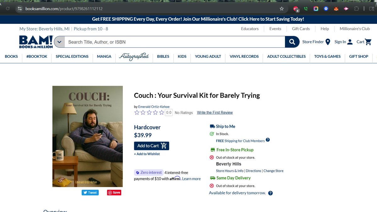 Everyone is telling you to hustle harder.
I wrote a book for the rest of us.

Couch: Your Survival Kit for Barely Trying
Now available at Books-A-Million.
🛋️ Survival guide for modern life.
booksamillion.com/product/979826…