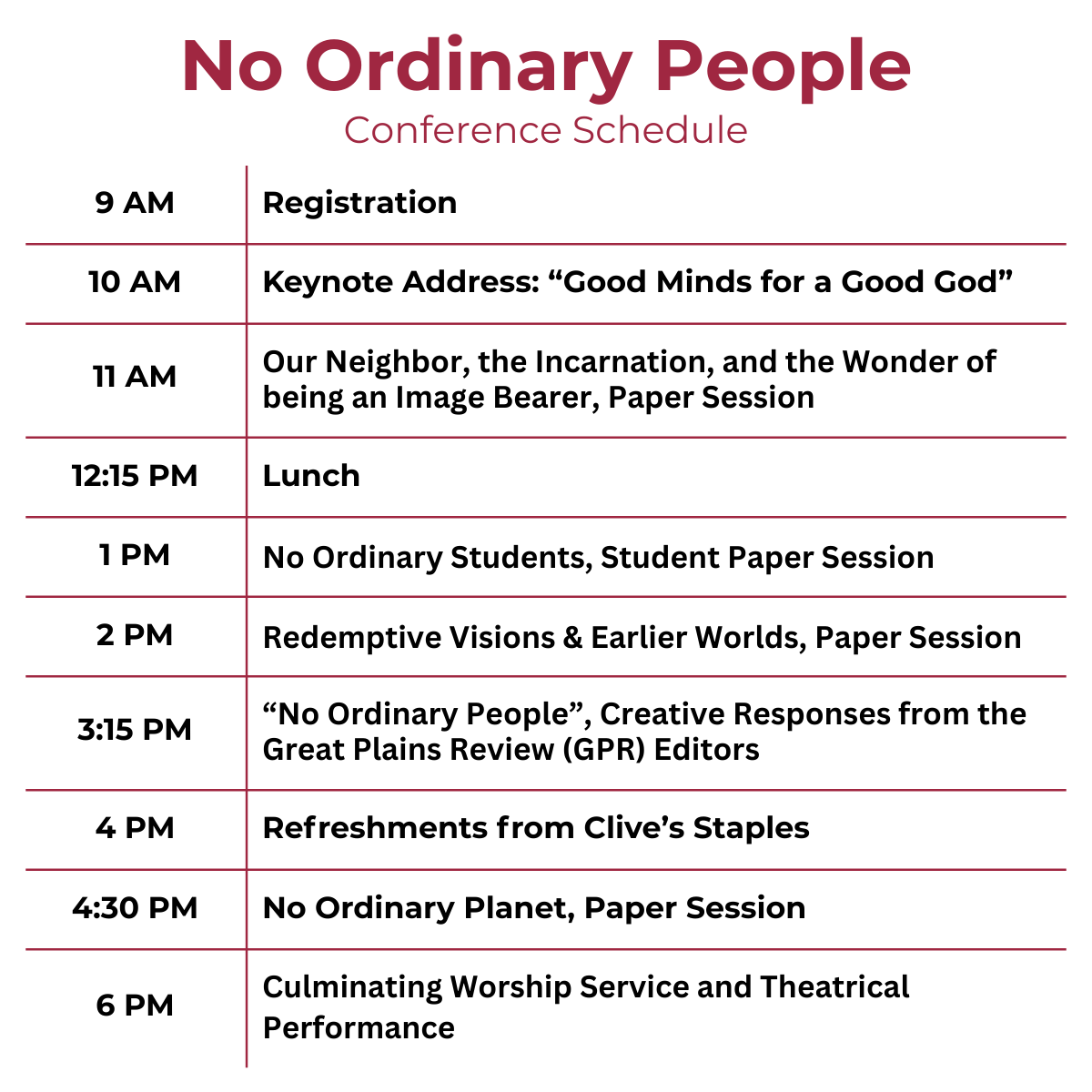 We are officially 2 weeks away from our very own spring conference, "No Ordinary People." We have a fantastic list of events scheduled that you wouldn't want to miss. 

📌 Friday March 27, 2026