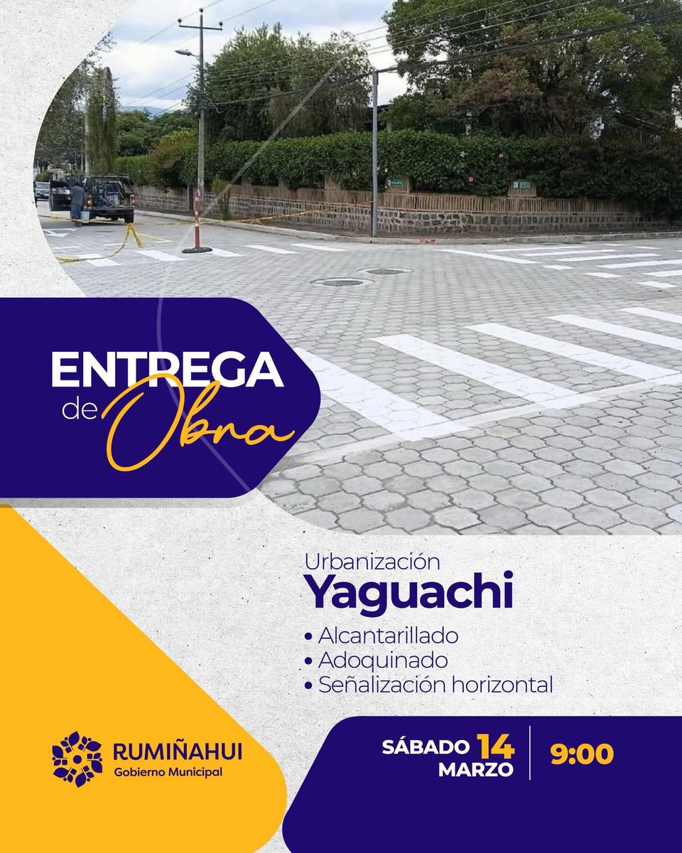 ✉️ #Invitación | Entrega de obra en la Urbanización Yaguachi. 

🙌 Un encuentro para celebrar las mejoras que transforman nuestro entorno.

‼️Te esperamos‼️