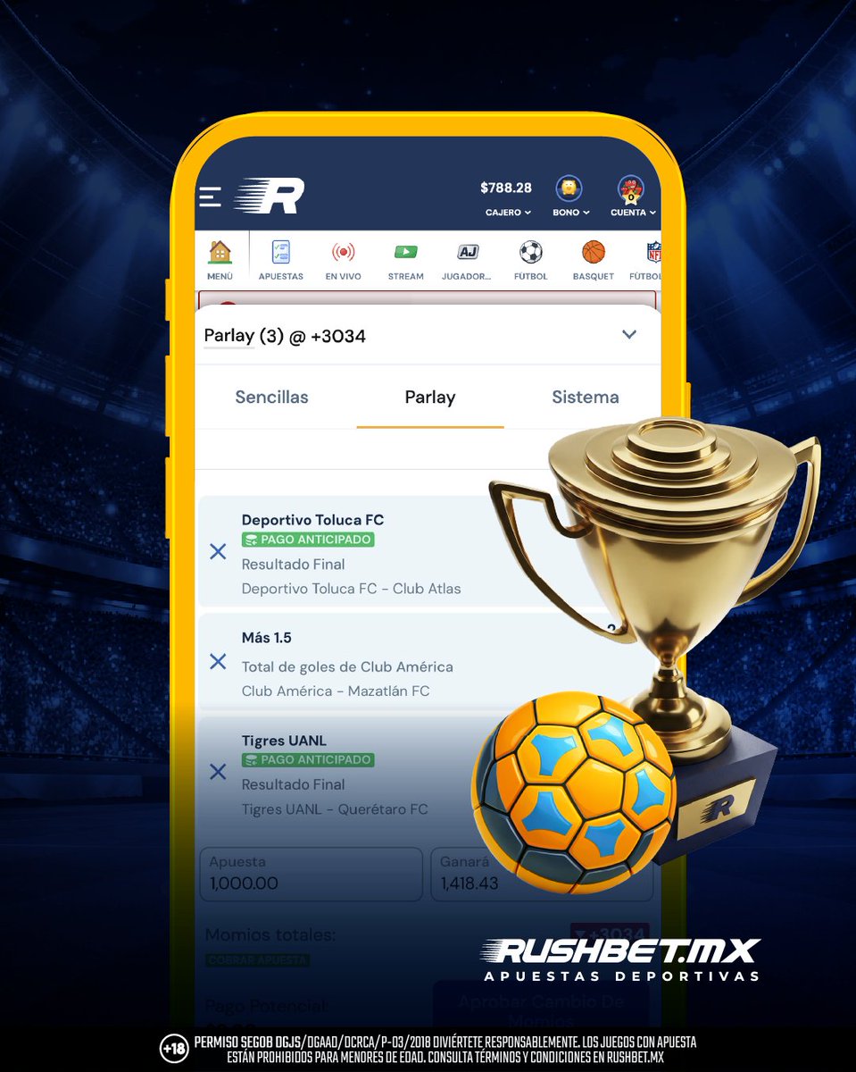 ⚽🔥 Arma tu parlay y vive la intensidad del futbol mexicano 💸🇲🇽 ¿Te atreves a combinar? 😏 

👉 rushbetmx.onelink.me/oJcJ/0cxuiiy0