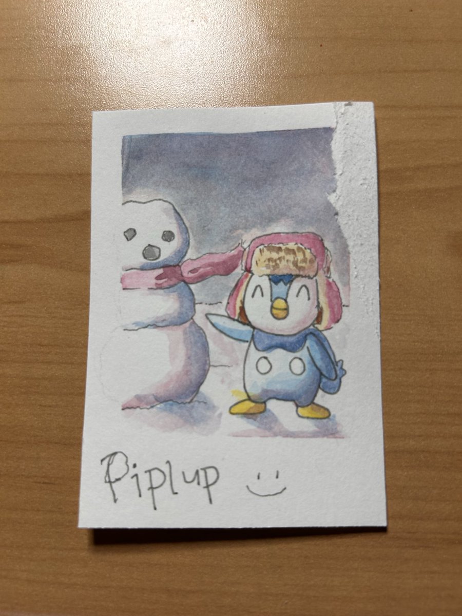 wanderchromatic's tweet photo. was making a little custom piplup card and the masking tape messed it up 💔💔 https://t.co/jj0pywrDzx