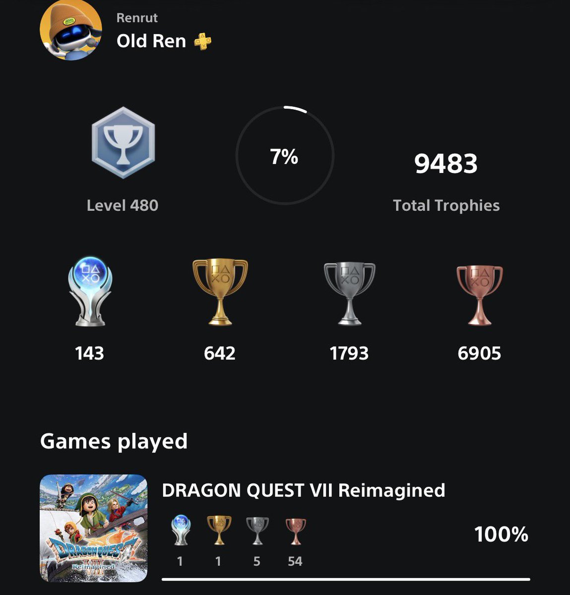 OldRenGaming's tweet photo. FINALLY!!
Dragon Quest 7 Reimagined makes platinum 143! 
Really enjoyed this game! Took forever to get the all items trophy. Only an issue if you’re looking to platinum the game. 
Recommend this game to anyone that loves old school JRPGs!#DragonQuestVIIReimagined #JRPGs #PS5 https://t.co/RQRj7ldNms