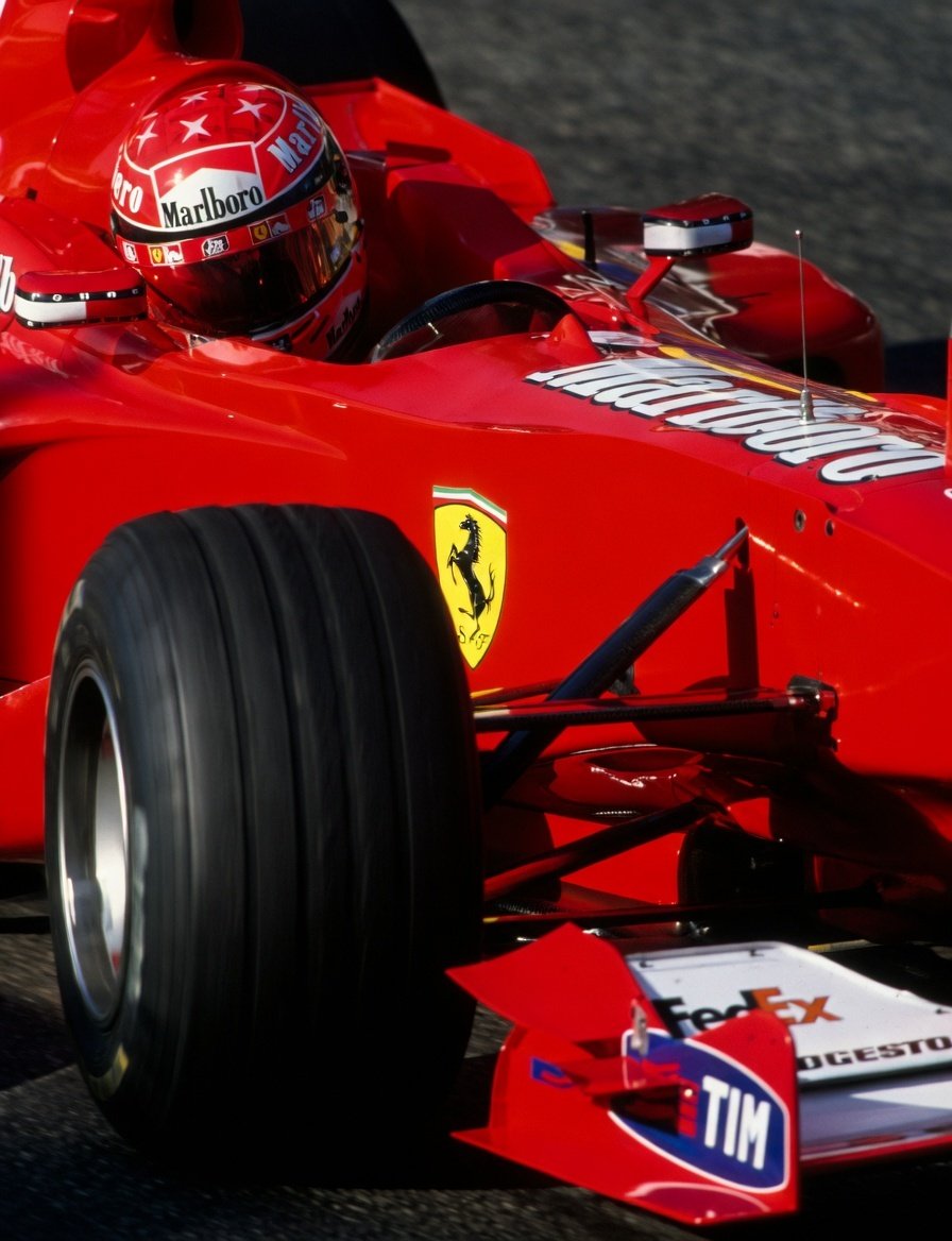 Michael Schumacher, Scuderia Ferrari, Spa-Francorchamps, 2000. Photo: Clive Mason.