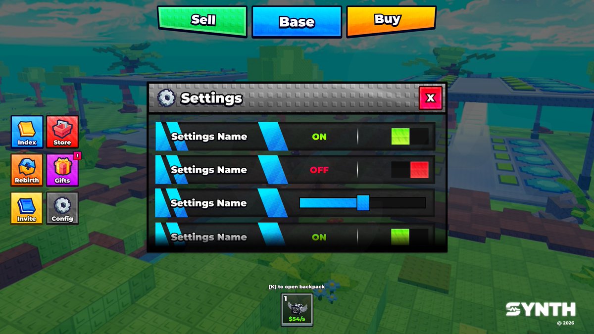 SynthRBLX's tweet image. Stud Settings UI Made for @realzytic
Commission me at synthsportfolio.framer.website  Discord: discord.gg/uKQhfCHHNG #start #Roblox | #RobloxDev | #RobloxUI | #RobloxArt | #RobloxGFX