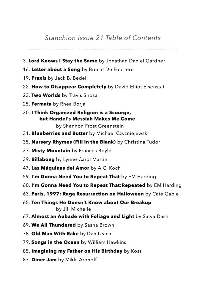 Koss51209969's tweet image. Happy to have work in the latest music issue of @stanchionzine. Thanks so much, Jeff, and congratulations everyone. I'm looking forward to reading it!!!

#literaryjournal, #poetry, #publishing, #poem, #printjournal, #poetrycommunity, #writingcommunity