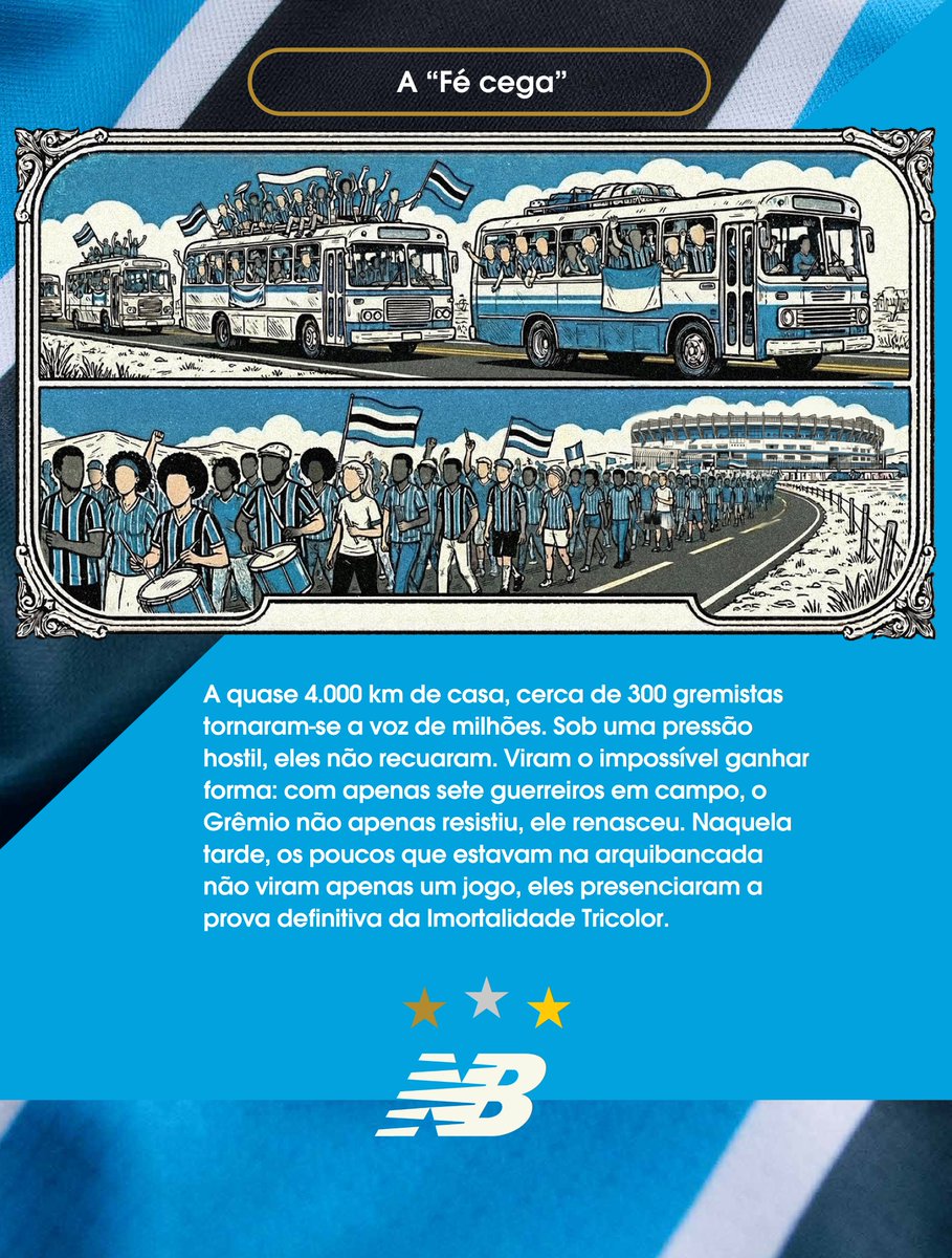 Alma copera e Imortal é de quem se forja na adversidade. De quem faz os momentos de dificuldade se tornarem fáceis e de quem honra azul, preto e branco.

Desde as origens na Baixada, as conquistas do Monumental e a grandiosidade da Arena, o Tricolor sempre cresceu movido pela