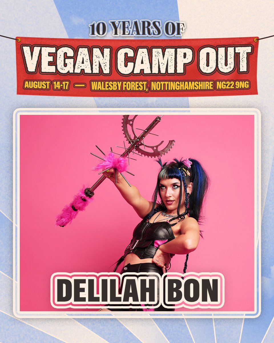 VeganCampOut's tweet photo. Delilah Bon is coming to VCO 🎤💖

🎫 Tickets - https://t.co/IrZ6WvTWCF
💅 Glamping - https://t.co/HHy5WiKs4j
⛺ Tent Hire - https://t.co/IXNgJqK5ac
🚌 Coach Travel - https://t.co/UmEioFY7Vv
🛀 Spa/Hot Tub/Sauna - https://t.co/aPEt8a6gyB https://t.co/q8ToqaGqWw