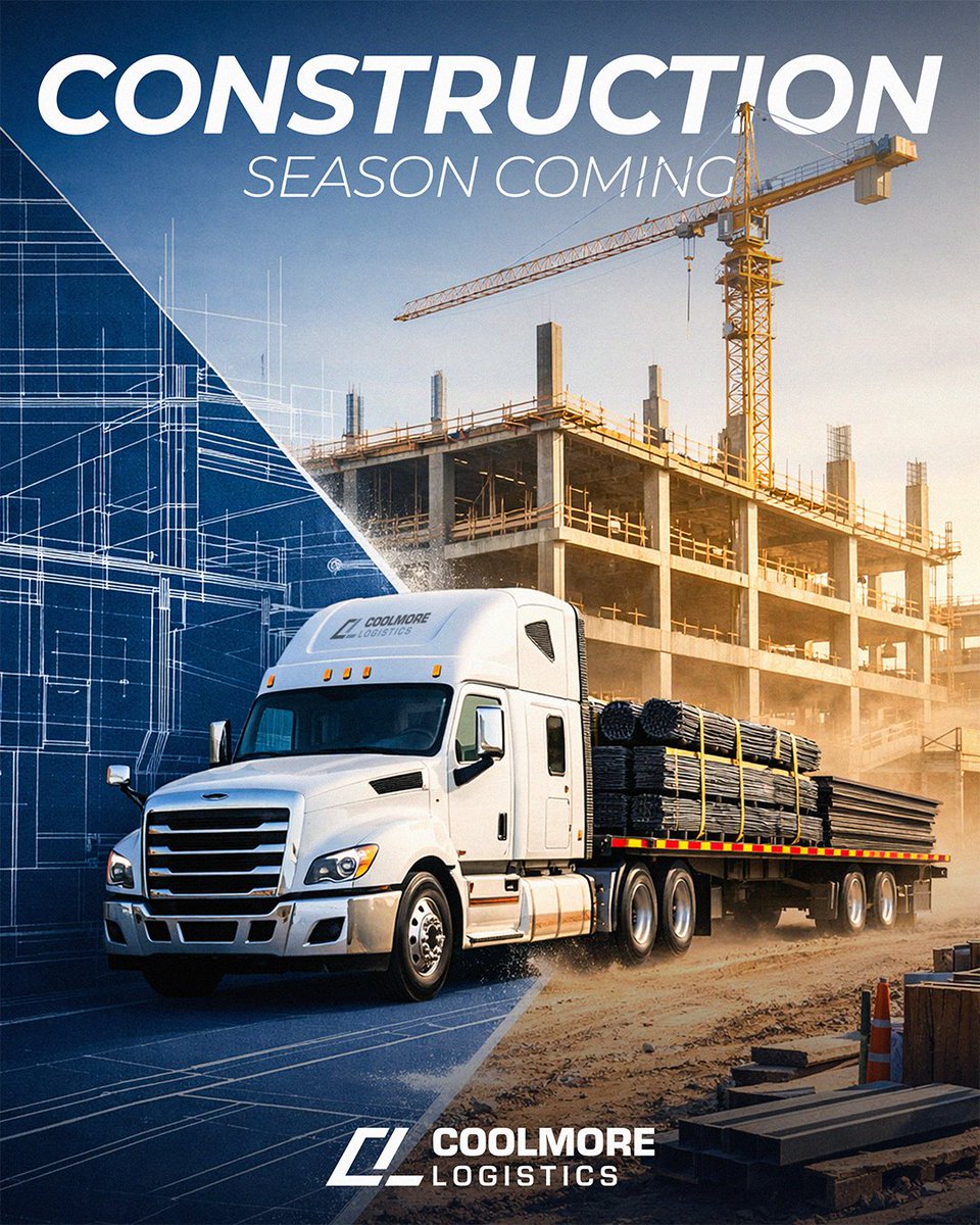 As weather improves across much of the U.S., projects ramp up fast. 

Coolmore Logistics supports construction projects with execution-focused transportation, including heavy and open-deck freight. 
🚚🏗️🛠️

🌐 coolmorelogistics.com

#Construction #BuildingMaterials