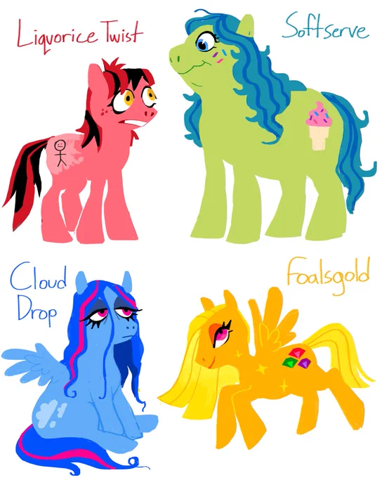Drew some characters as (mostly) ponies..