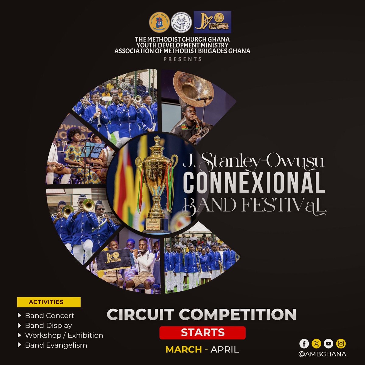 MethodistChGh's tweet photo. The trumpets are sounding & drums rolling
The DECADE JUBILEE of the J. Stanley-Owusu Connexional Band Festival is here
Circuits: Kick off activities to prep for Diocesan level
Launch: 29 March 2026 @ Wesley Methodist Cathedral, Sunyani
Kumasi awaits the Finals in Sept.
#JSOBF https://t.co/tdSaM2PeVY