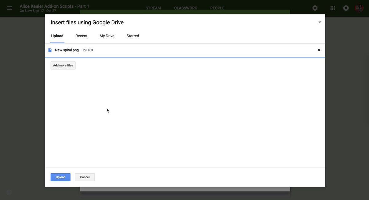 alicekeeler's tweet image. When you upload files to #GoogleClassroom they actually go to Google Drive.   

You will find them in the class folder.   
#googleEDU #TeacherTech
