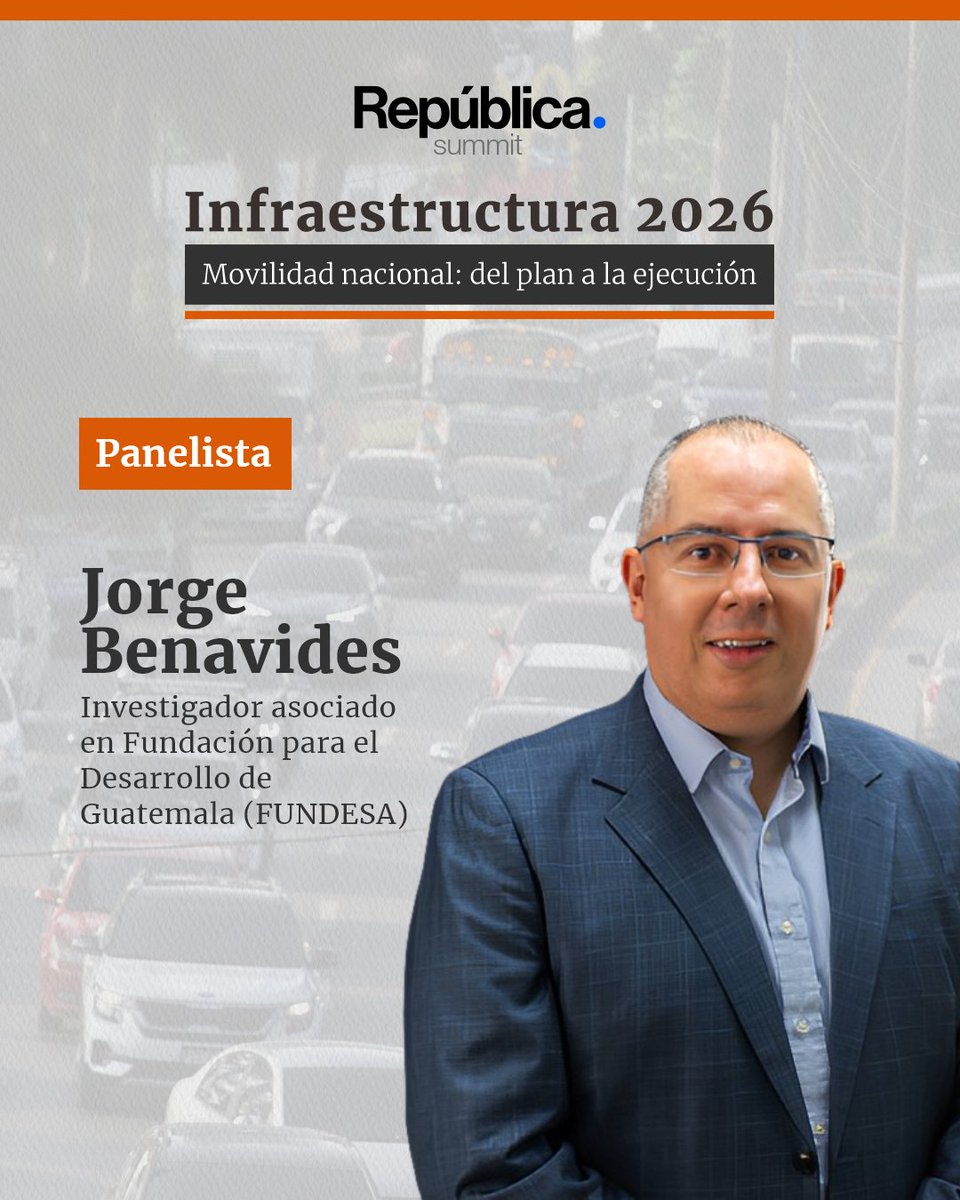 republicagt's tweet photo. Una ciudad de 5 millones de personas, 9 millones de desplazamientos diarios y una red vial que apenas crece 1.4 % al año. La movilidad llegó a su límite 🚗📊

Esto abordará el panel “Radiografía de una red saturada” en República Summit Infraestructura 2026 con @JBenavides9 de @FUNDESA y Luis Diego Dávila de Oservatorio para las Ciudades de la @UNISgt.

Si el tráfico le afecta todos los días, esta conversación también es para usted.

Reserve su lugar en https://t.co/YCZlMeUbb8.
📅 25 de marzo | 📍 Épica AVIA | ⏰ 14:00.
#Trafico #TraficoGT #Infraestructura #republicasummit