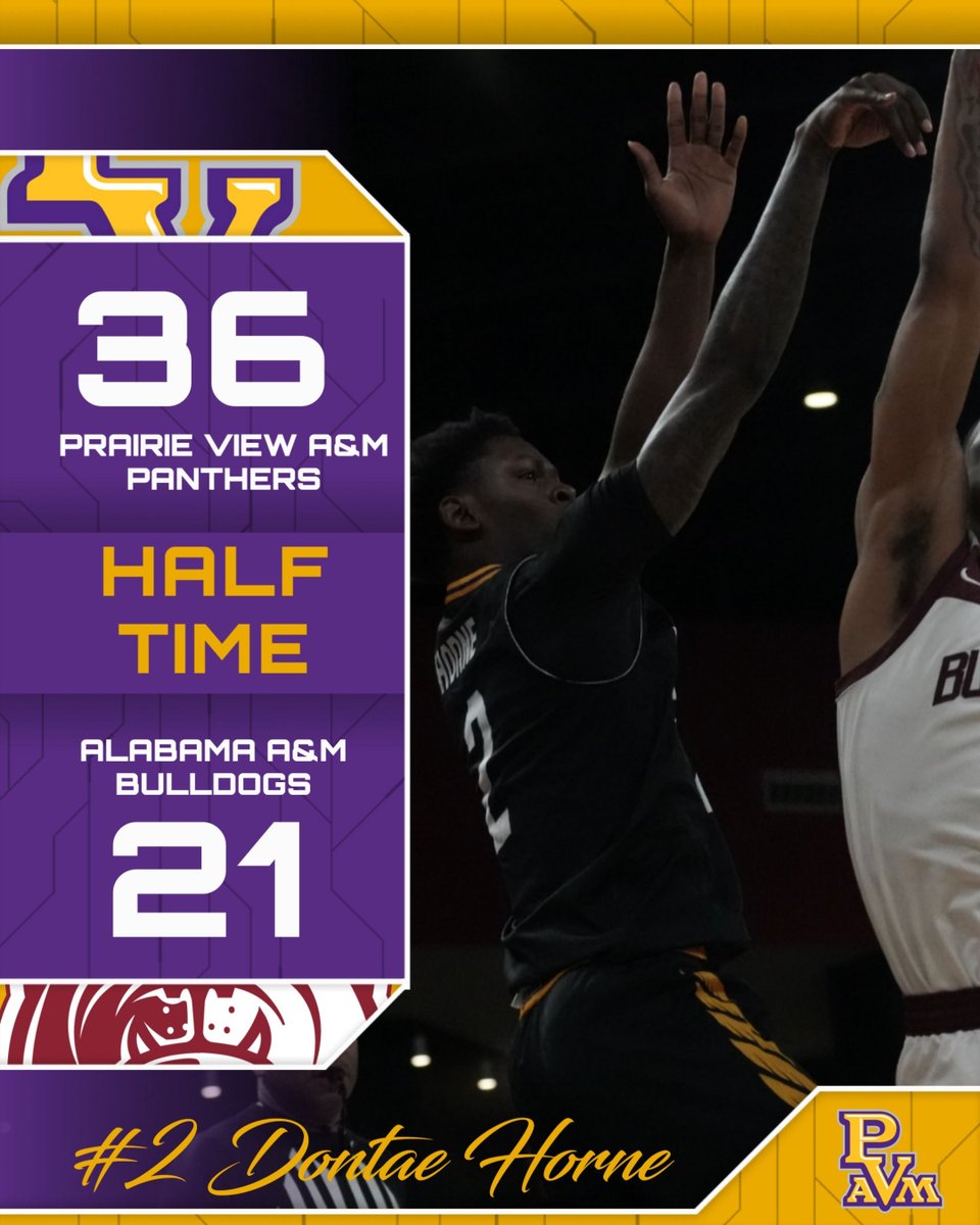 PVAMUPanthers's tweet image. PVAMUMBB:  The Panthers lead the Bulldogs at halftime.  Watch or follow live.

📍 Gateway Center Arena
⏰ 2 PM ET
📺: bit.ly/4lmL5hD
📊: bit.ly/46XwymI 
#PantherPride #SWACMBB #SWACTournament