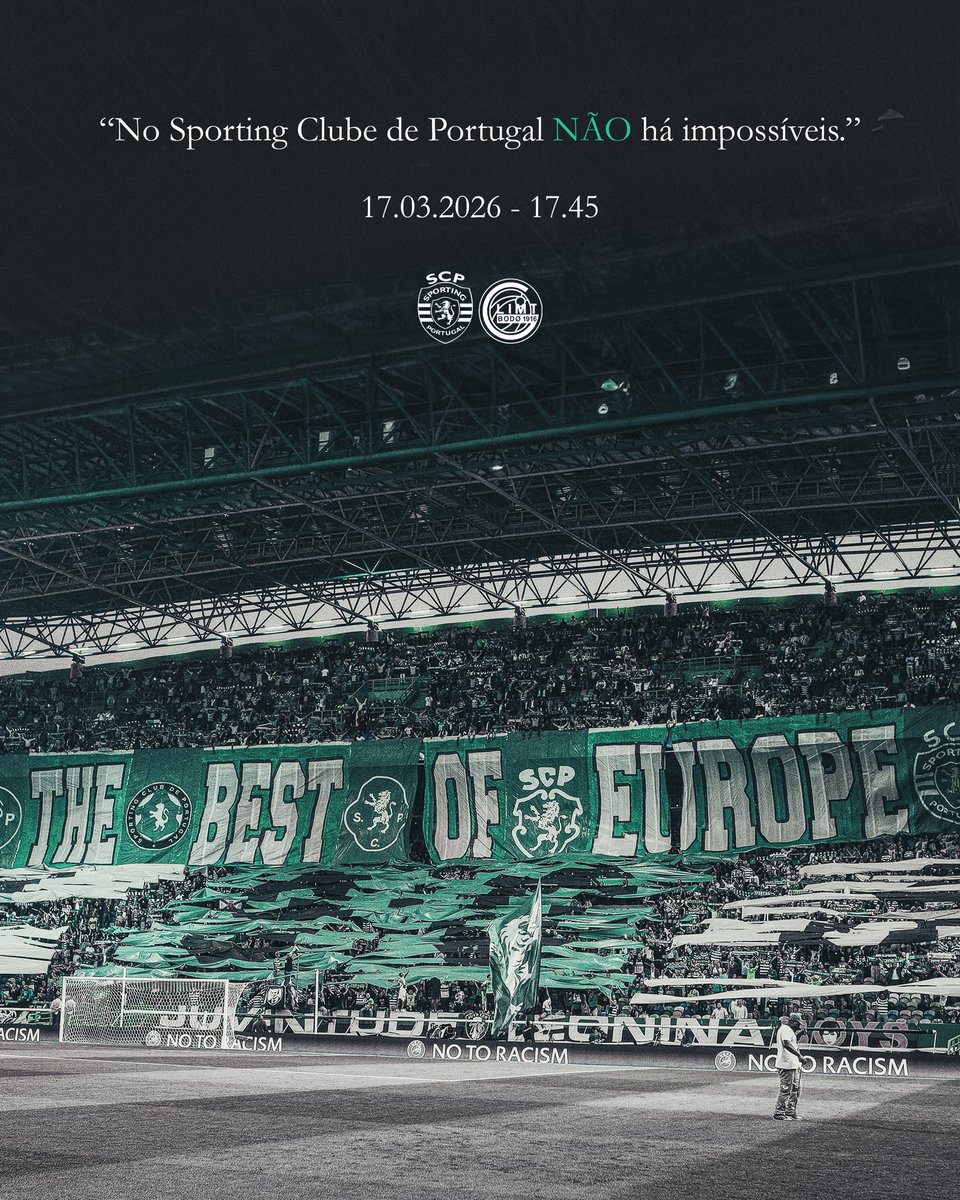 NO SPORTING CLUBE DE PORTUGAL NÃO HÁ IMPOSSÍVEIS! 💚

📍A comunidade Sporting, juntamente com todos os leões que a acompanham e vão ao estádio, vai lançar um movimento para unir todos em torno de um objetivo: A REVIRAVOLTA.

Uma mensagem. Um estádio. Uma missão. Uma crença.