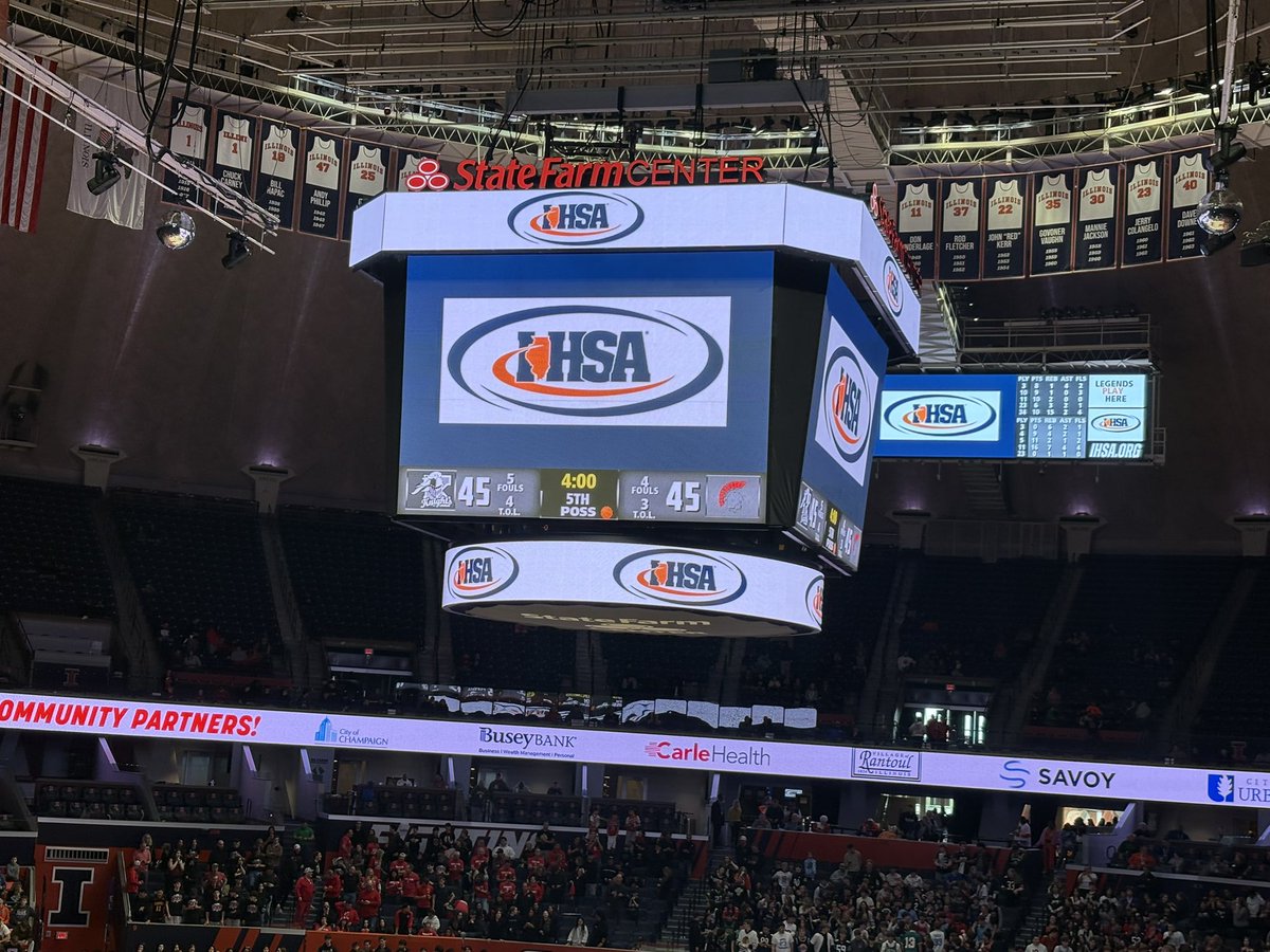 pointer94's tweet image. A disappointing finish, today, as Kaneland (Maple Park, IL) lost to Deerfield 49 to 48 in OT in one State semi final in class 3A at the State Farm Center on the campus of the University of Illinois in Champaign, IL. It is still a great day to be a Knight.