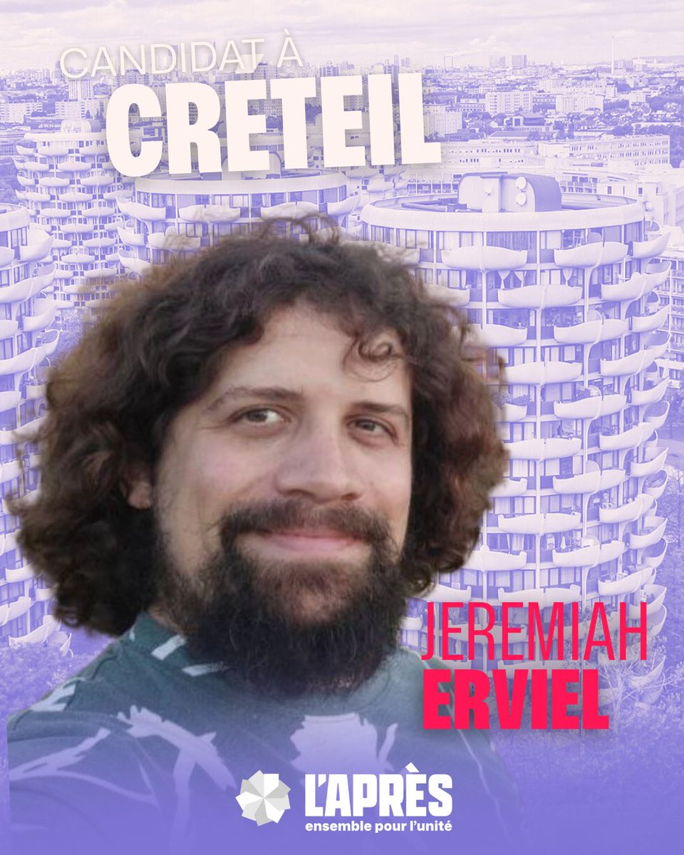 apres94's tweet photo. Jérémiah Erviel est candidat pour @lapres_fr aux #municipales2026 à Créteil sur la liste d'Hervé Nabarette, "Pour un renouveau écologique et citoyen". Leur programme propose des mesures concrètes pour mieux se déplacer, accéder aux soins, au logement et renforcer la solidarité 🤝 https://t.co/IoDm0l628r