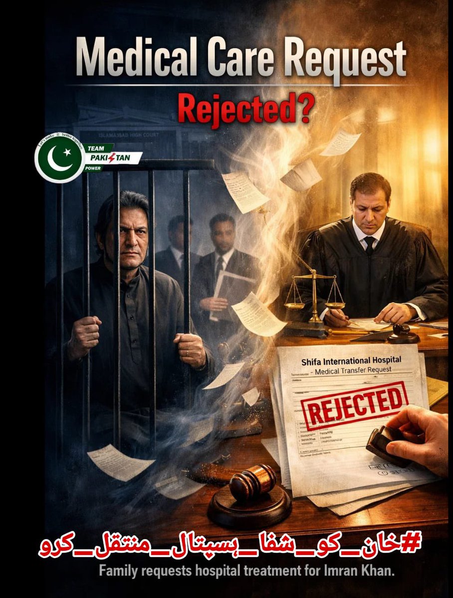 Everyone should understand the seriousness of this matter, and I <a href="/ishaq7872/">Ishaq</a> hope that Imran Khan reaches Al-Shifa Hospital immediately for thorough checkups and treatment by top doctors.
#خان_کو_شفا_ہسپتال_منتقل_کرو
<a href="/TeamPakPower/">Team Pakistan Power</a> 
<a href="/BBCWorld/">BBC News (World)</a> <a href="/nytimes/">The New York Times</a>