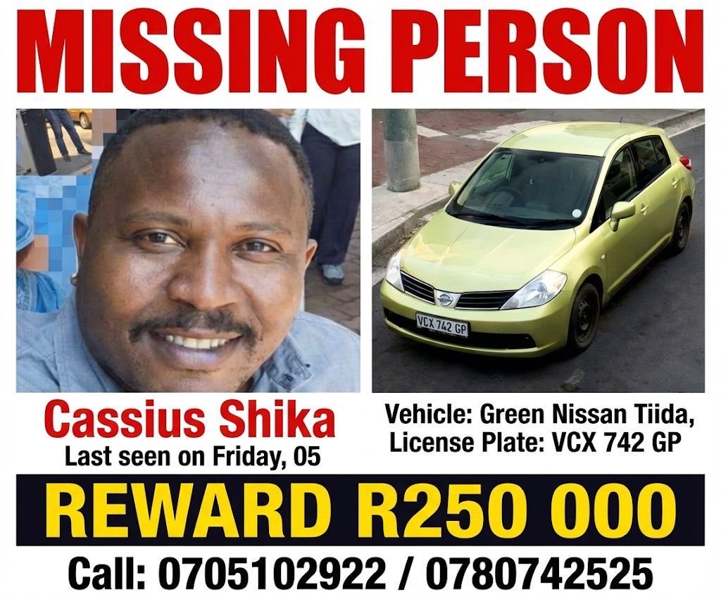 disah_'s tweet photo. 🚨 URGENT: MISSING PERSON – PLEASE SHARE (💰 REWARD: R250,000💰)🚨

We are urgently searching for Cassius Rudzani Shika, who has been missing since Friday, December 5th.

Every share helps increase the chances of bringing him home.

#MissingPerson #Soweto #Roodepoort #Bramfischer https://t.co/gQc0RL9LgD