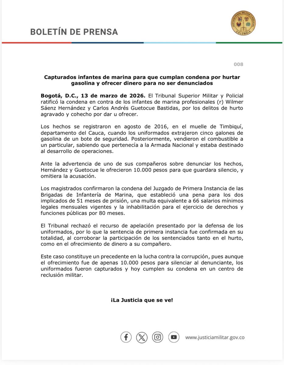 Justicia Penal Militar y Policial tweet media