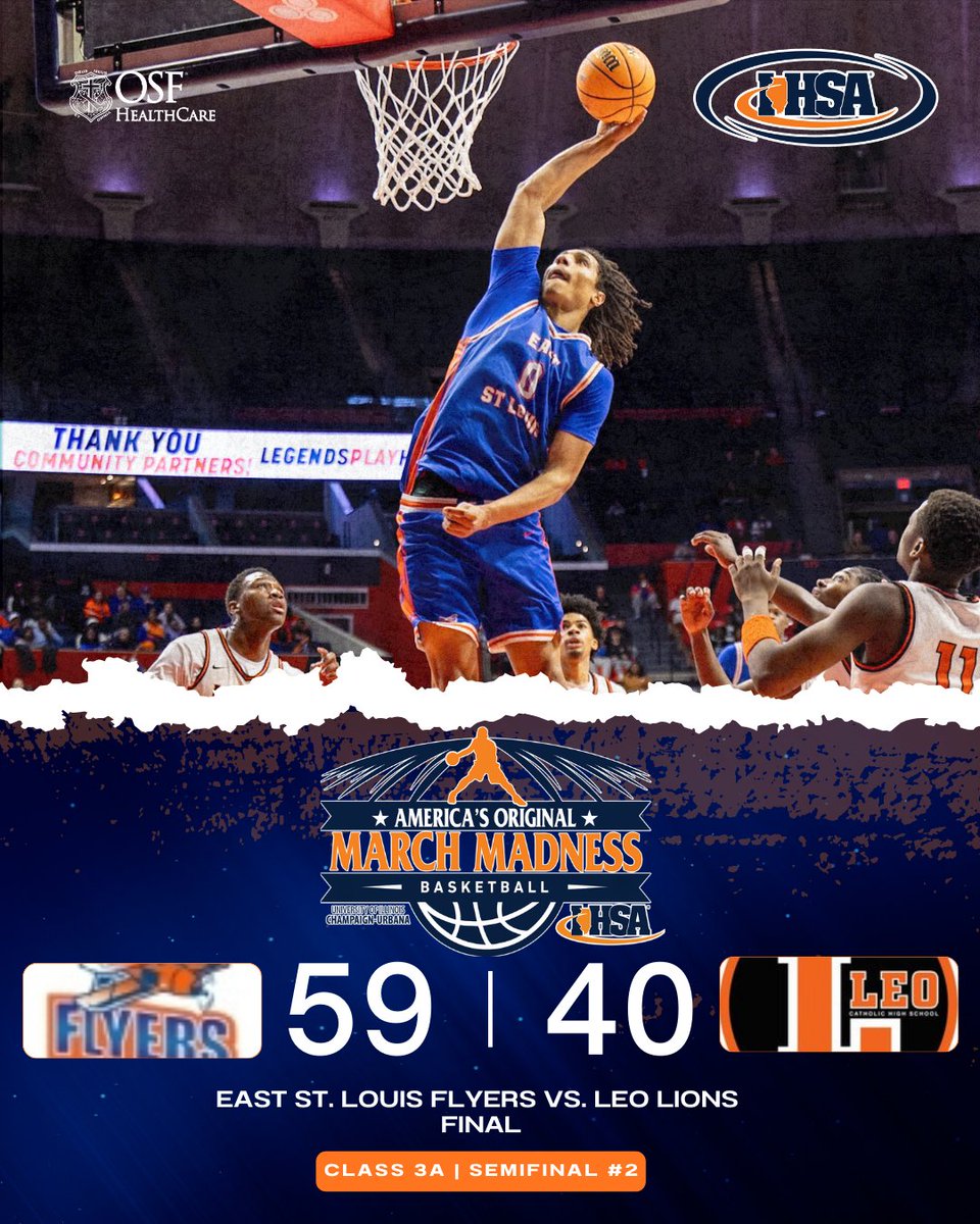 IHSA_IL's tweet image. 🏀⛹️‍♂️East St. Louis defeats Leo 59-40 to advance to the #IHSA 3A Boys Basketball State Championship!!🏆

They will play Deerfield this Saturday at 4 PM for the 3A State Championship! 🔥