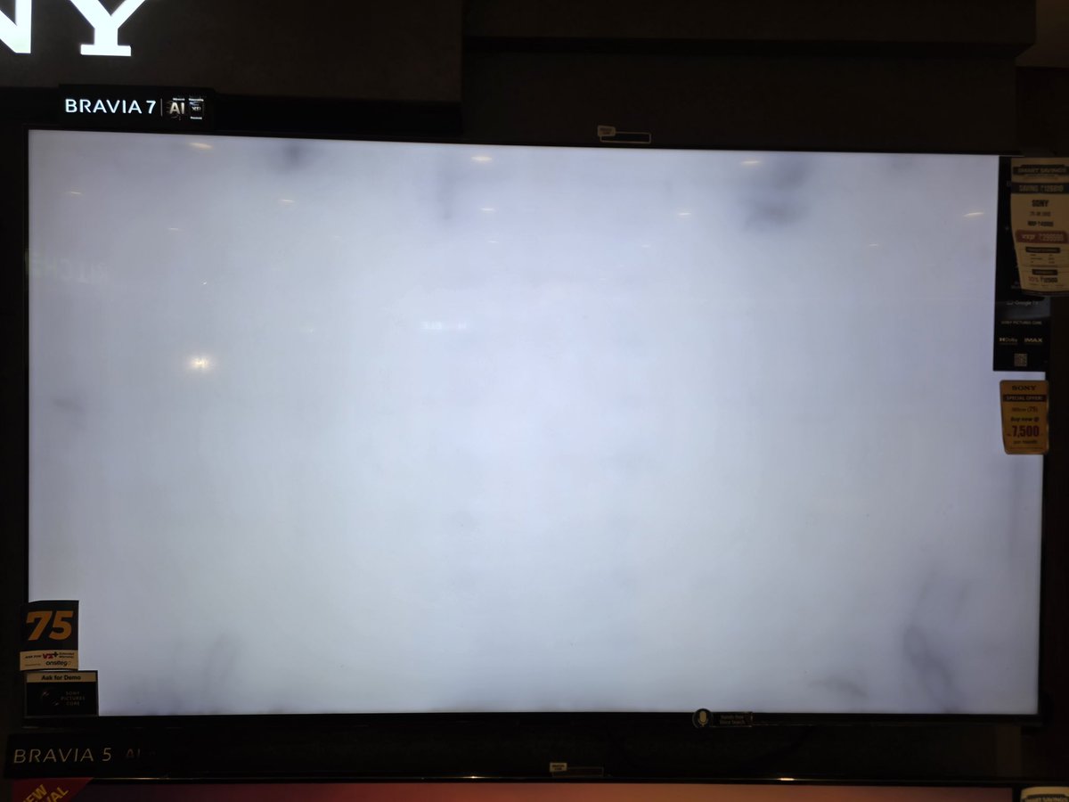 saagarsiingh's tweet photo. @Stalin1238 @sony_india Hello! I saw the image of your TV screen that you uploaded and I absolutely think they sold you a Demo unit. I went to take a look at Bravia 7 yesterday at their outlet and I saw the same black dust patches as yours in that model too. I am attaching a picture for your reference. https://t.co/M9W9FPfv9b