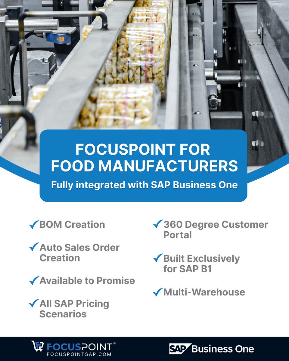 When your ecommerce platform is built directly for SAP, quoting, ordering, production workflows, and customer portals finally move in sync.

Tap the link in bio to learn more or connect for a consultation.

#FoodManufacturing #B2Bemmerce #SAPBusinessOne #DigitalCommerce