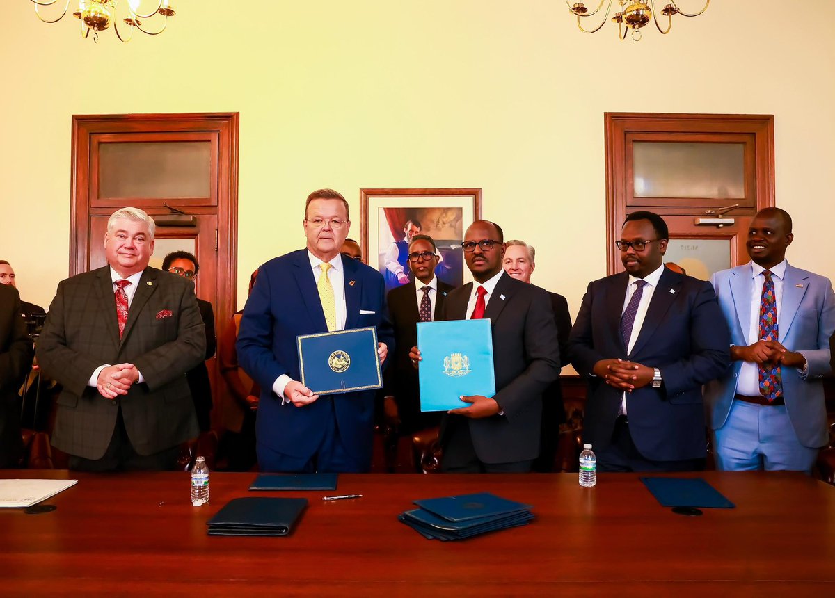 SomaliaTodayHQ's tweet photo. #BREAKING: 🇸🇴🇺🇸 The Federal Government of Somalia and the US state of West Virginia have signed a Memorandum of Understanding (MoU) focused on economic cooperation for the mining and processing of critical minerals.

Somalia's Minister of Petroleum and Mineral Resources, Dahir Shire, and West Virginia Secretary of State Kris Warner signed the agreement during a ceremony in Charleston, the state's capital.

"This partnership will advance technical collaboration, support responsible resource development, and open new opportunities for investment," Shire stated in a social media post confirming the deal.

The agreement marks a notable step in economic cooperation, pairing West Virginia's extensive historical expertise in resource extraction and energy with Somalia's largely untapped critical mineral potential.

The partnership aims to build technical capacity as Somalia looks to develop its natural resources to drive post-conflict economic recovery.