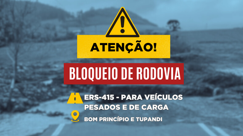 daer_rs's tweet photo. ERS-415 terá bloqueio total de veículos pesados e de carga a partir de segunda-feira (16)

https://t.co/6X9t7j3vUw https://t.co/mlzWsaRsEe