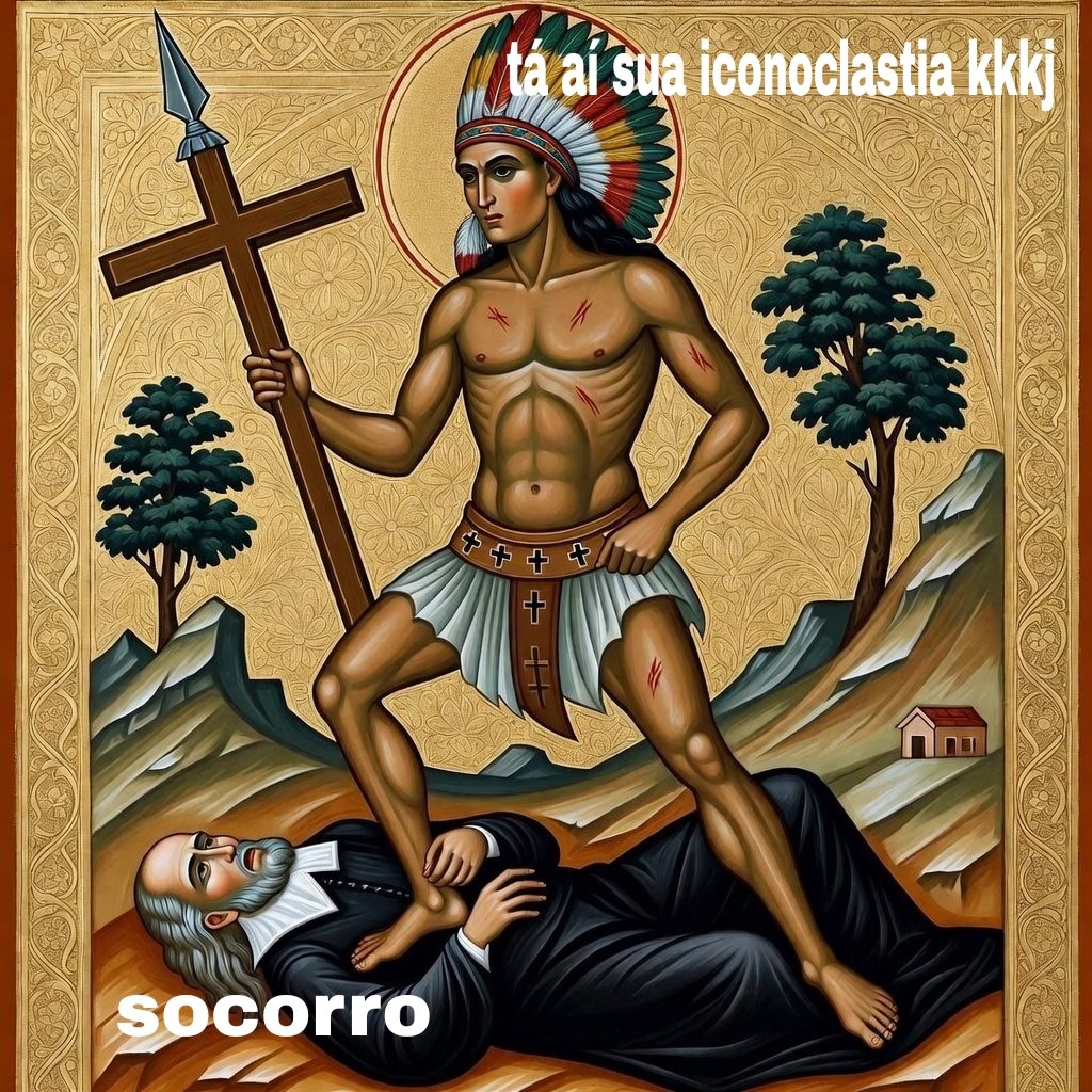 AlgAleatorius's tweet image. *Calvinistas franceses chegam na Bahia de Guanabara*

Chefe Arariboia, batizado como Martim Afonso de Sousa pelos Jesuítas, automaticamente: