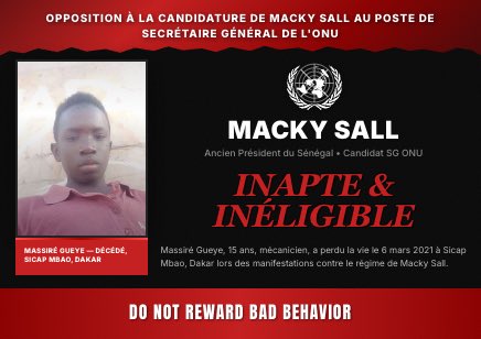 Découvrez pourquoi Macky Sall est inapte au poste de Secrétaire général de l'ONU. nonamacky.org #StopMackySall