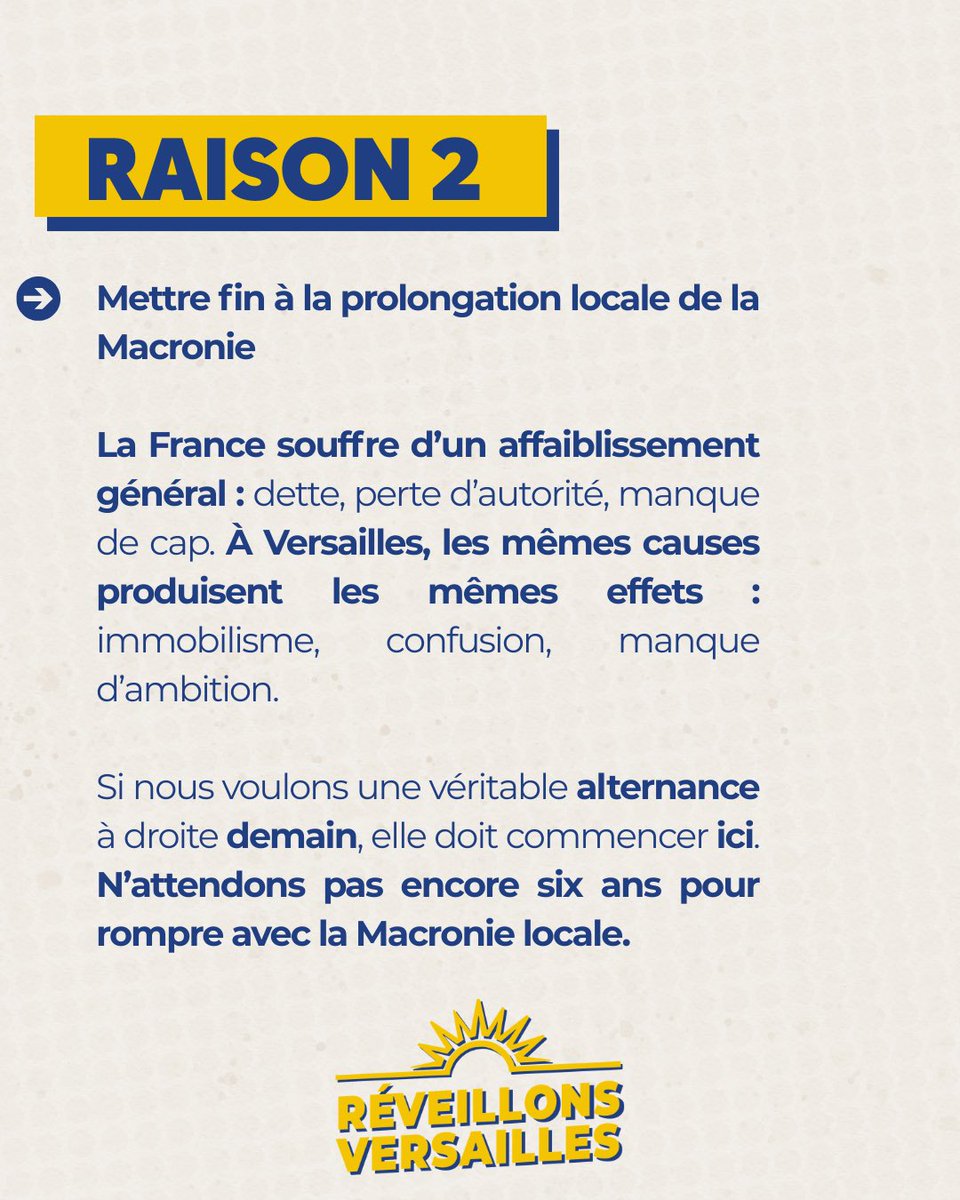ud_versailles's tweet photo. Le 15 mars, vous avez la possibilité de changer le destin de notre ville.
Vous avez le pouvoir de lui redonner l'énergie économique, l'autorité et surtout de préserver cette ville exceptionnelle.

On compte sur vous ! Ensemble, réveillons Versailles 💙💛 https://t.co/TeboEn8Pgb