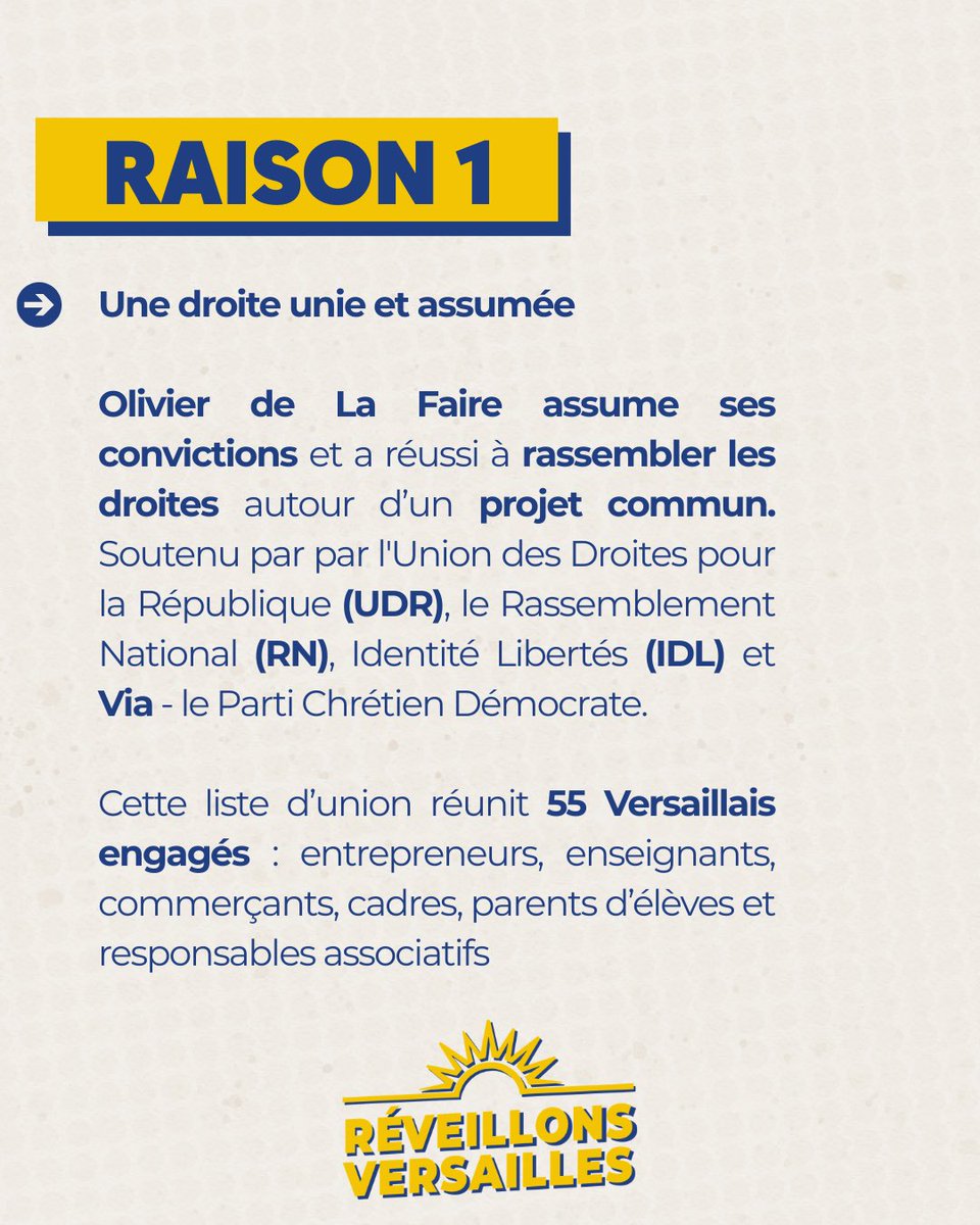 ud_versailles's tweet photo. Le 15 mars, vous avez la possibilité de changer le destin de notre ville.
Vous avez le pouvoir de lui redonner l'énergie économique, l'autorité et surtout de préserver cette ville exceptionnelle.

On compte sur vous ! Ensemble, réveillons Versailles 💙💛 https://t.co/TeboEn8Pgb