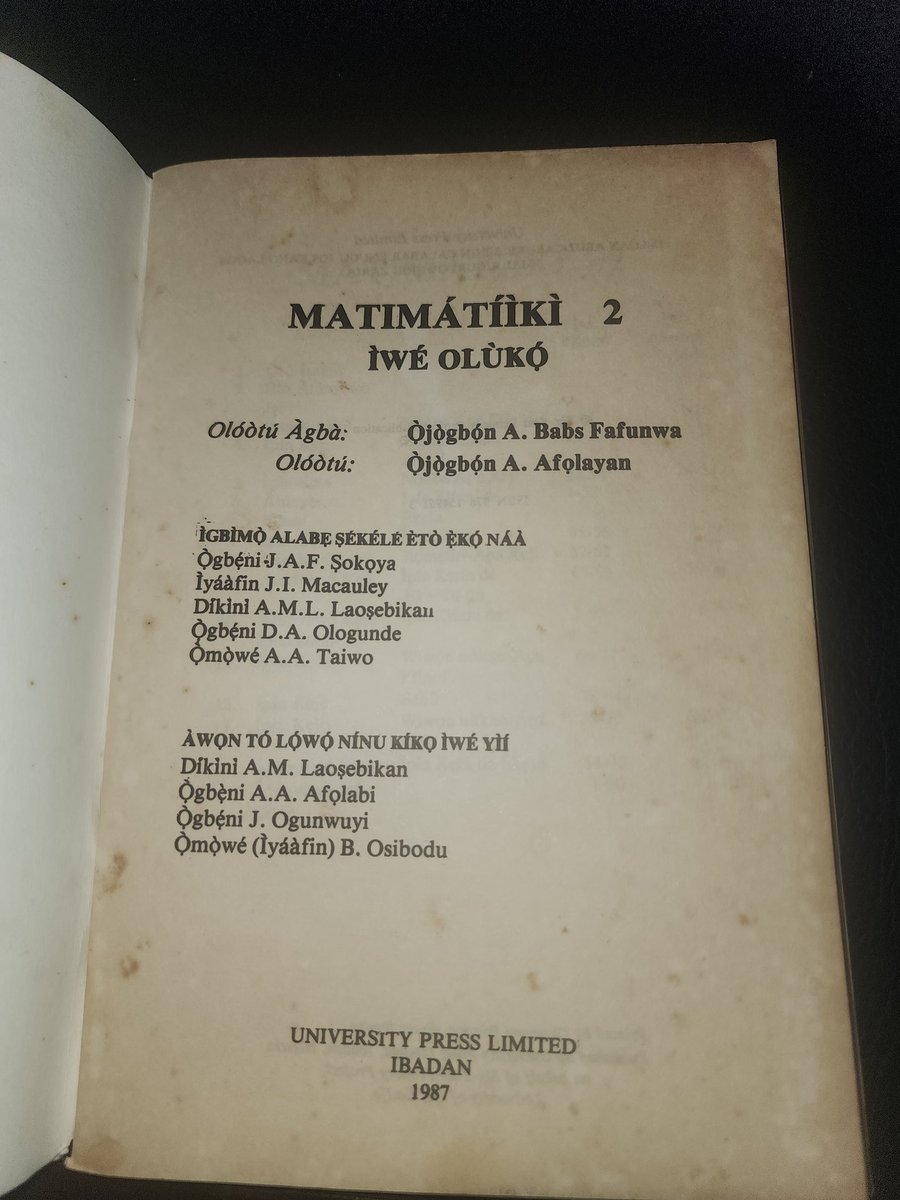 Matimátíkì 2 - Ìwé Olùkọ́ 
One of the books to teach Mathematics in Yorùbá from Ife Mother Tongue Project.