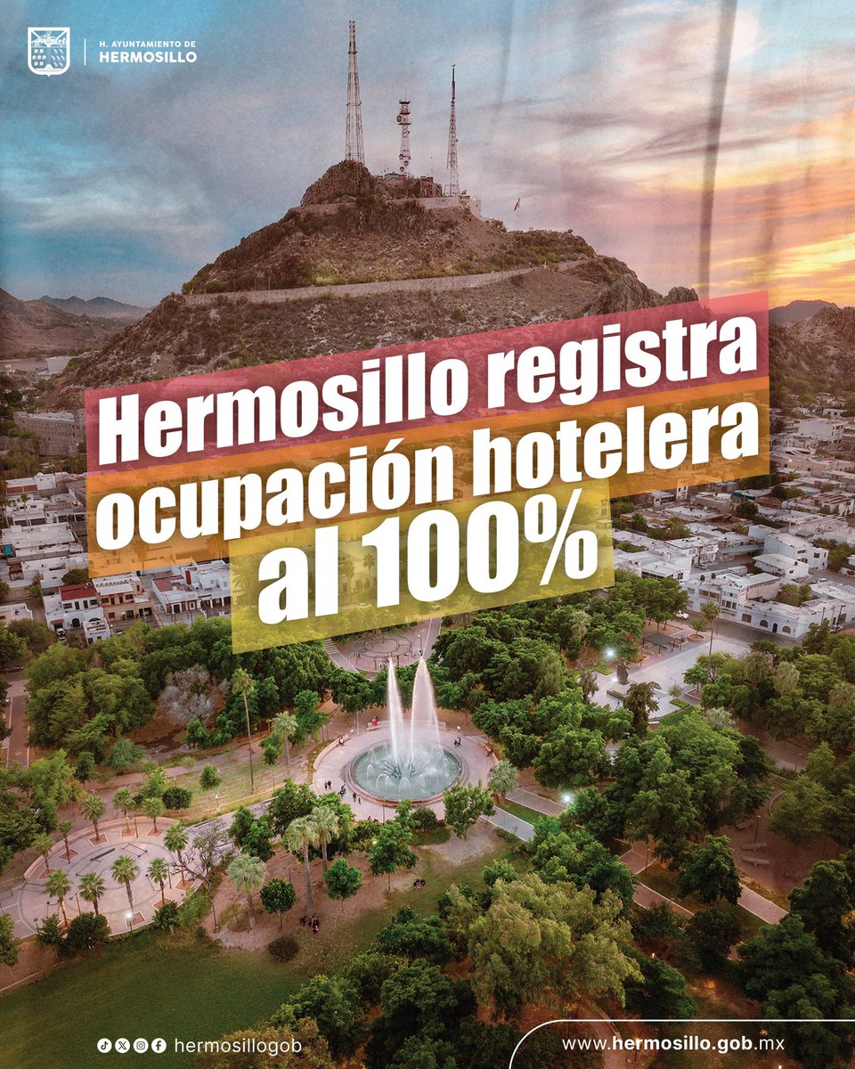 ¡Bienvenidos a la H! Este fin de semana la ocupación hotelera de nuestra ciudad registra un LLENO TOTAL. 👏🏼 

La extraordinaria agenda de eventos de marzo en Hermosillo atrajo visitantes de México y del mundo, ¡los recibimos con los brazos abiertos! 🙌🏼🌎✈️