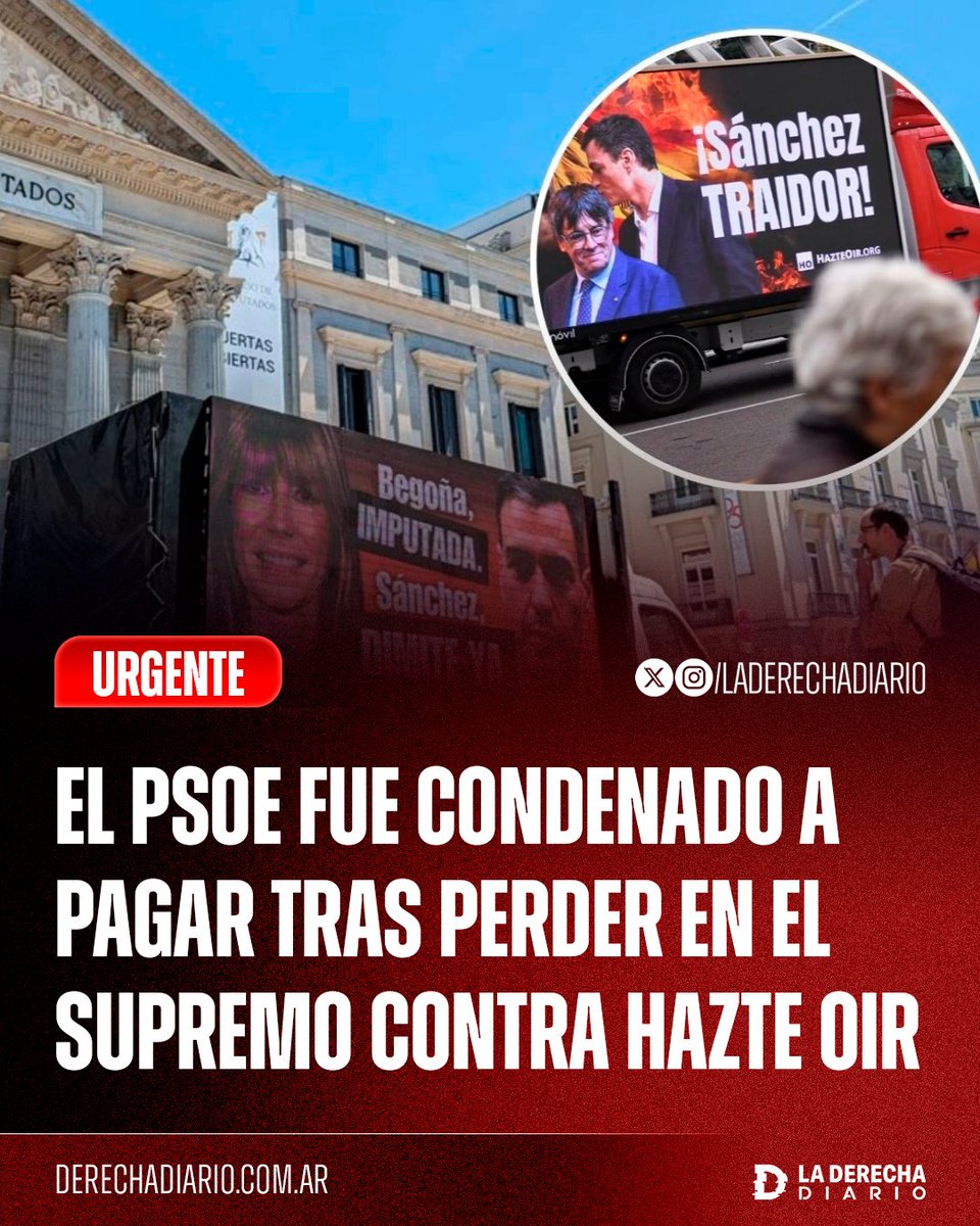 🚨🇪🇸 | DOMADOS: El partido de Pedro Sánchez, el PSOE, fue condenado a pagar los costos de sus juicios contra la agrupación derechista "Hazte Oír", a la cual intentó censurar por exponer las múltiples investigaciones sobre la corrupción del gobierno de Pedro Sánchez, luego de que