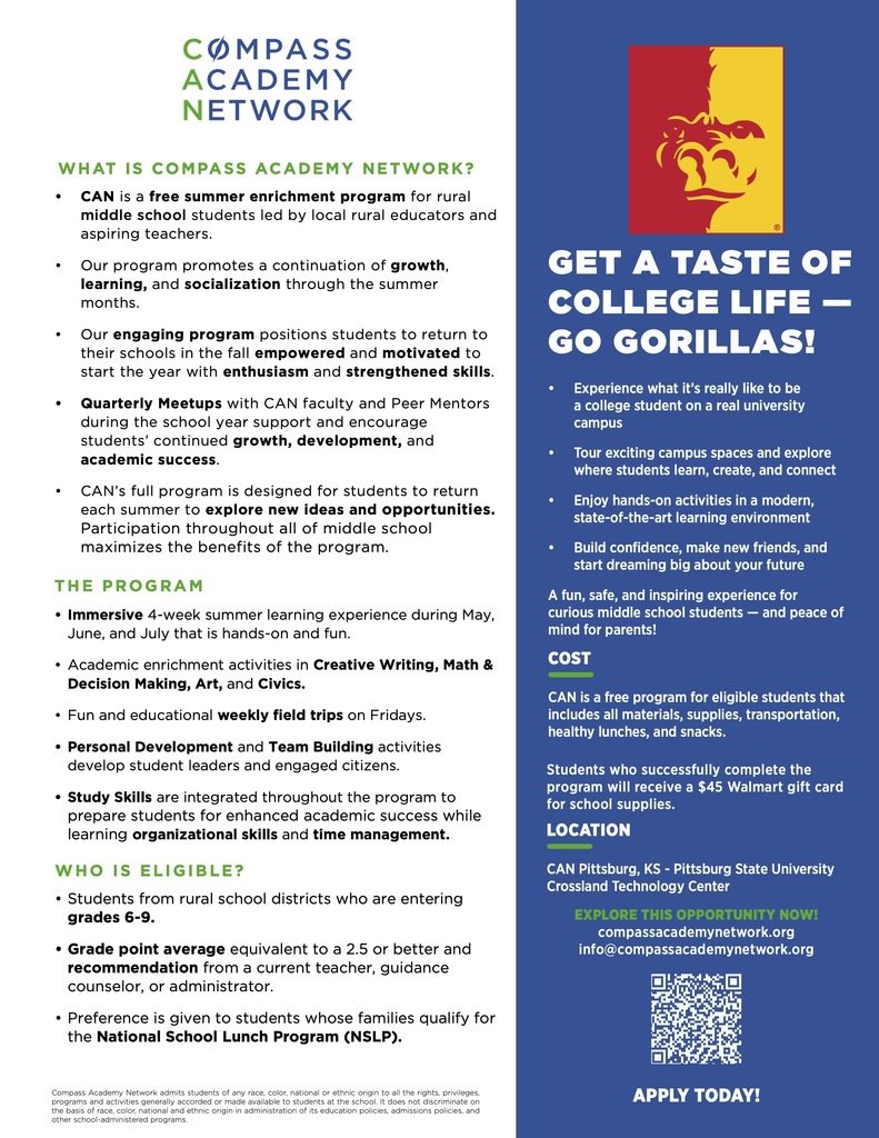 Titans493's tweet photo. Compass Academy Network summer opportunity for students entering grades 6 through 9. https://t.co/z4KzgYlm8r