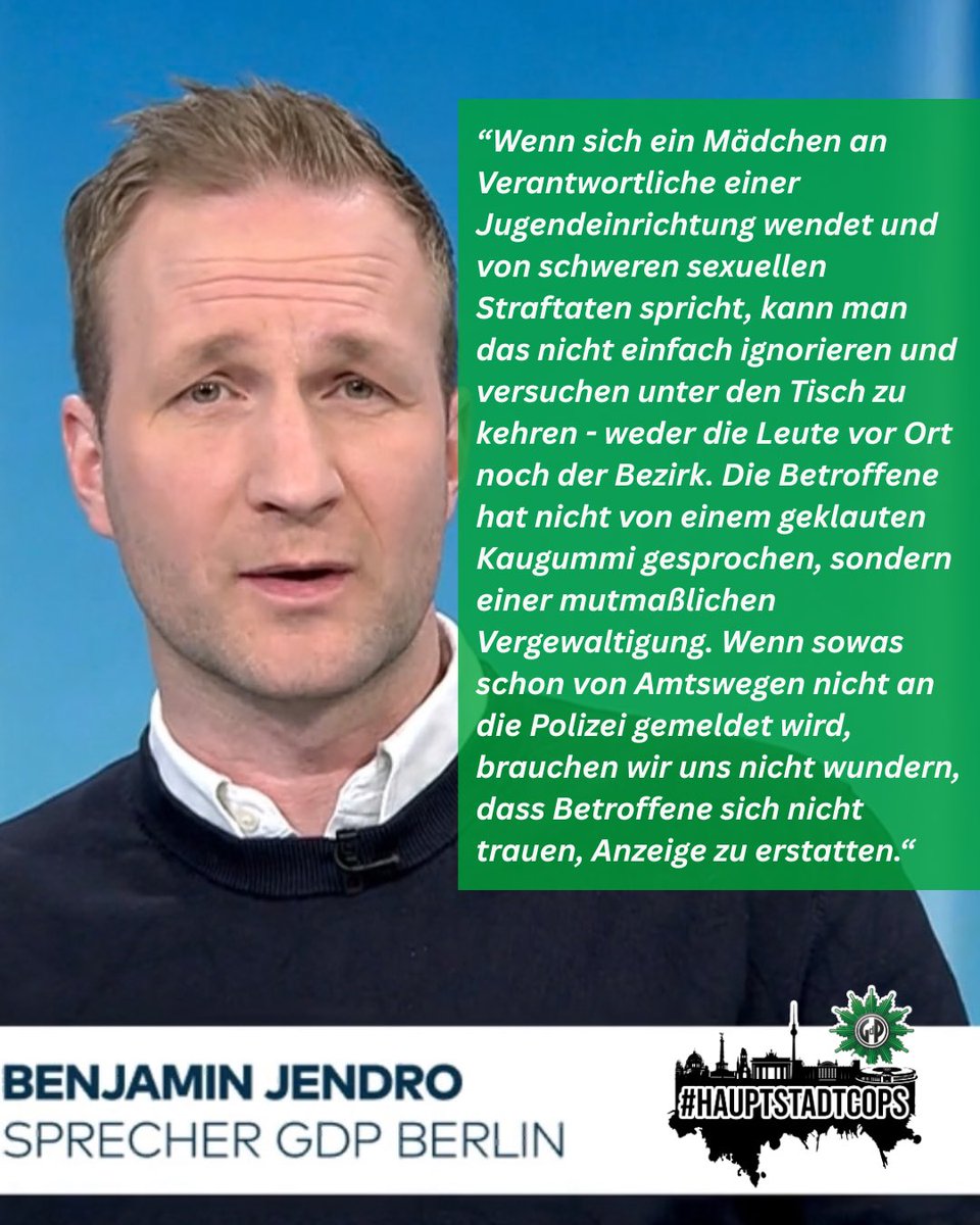 GdPHauptstadt's tweet photo. „Wenn sich ein Mädchen an Verantwortliche wendet und von schweren sexuellen Straftaten spricht, kann man das nicht einfach ignorieren - weder die Leute vor Ort noch der Bezirk - Das ist ein Desaster!“ @Djeron7 via @focusonline https://t.co/paeIWdsk4q https://t.co/tji70eO39D
