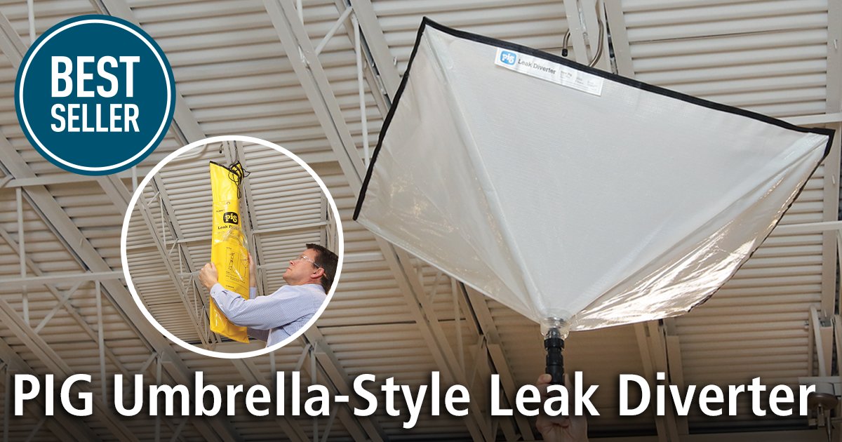 Protect your facility from rain and snow with ease! Redirect roof or ceiling leaks before they damage your inventory or create slip hazards. Installs faster than any leak diverter in our offering! newpig.social/x2k