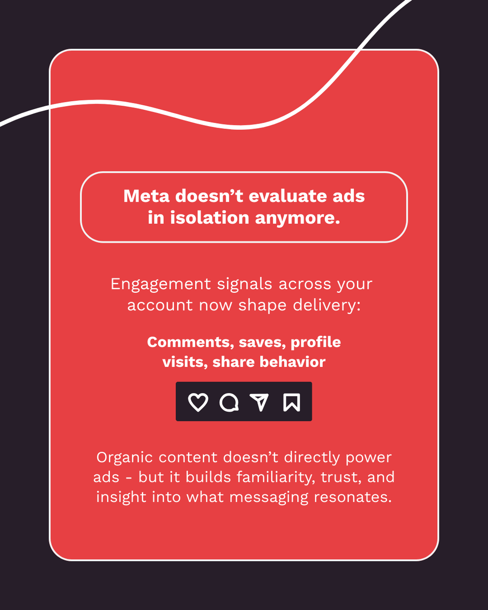 shoelace's tweet photo. Treating organic &amp; paid as silos hurts Meta performance. Organic builds signals that make paid convert better. One strategy, strong concepts, buyer-led messaging, revenue-linked reporting = steadier scaling.

#MetaAds #GrowthMarketing #PerformanceMarketing #PaidMedia https://t.co/AF8Uuv8ctF