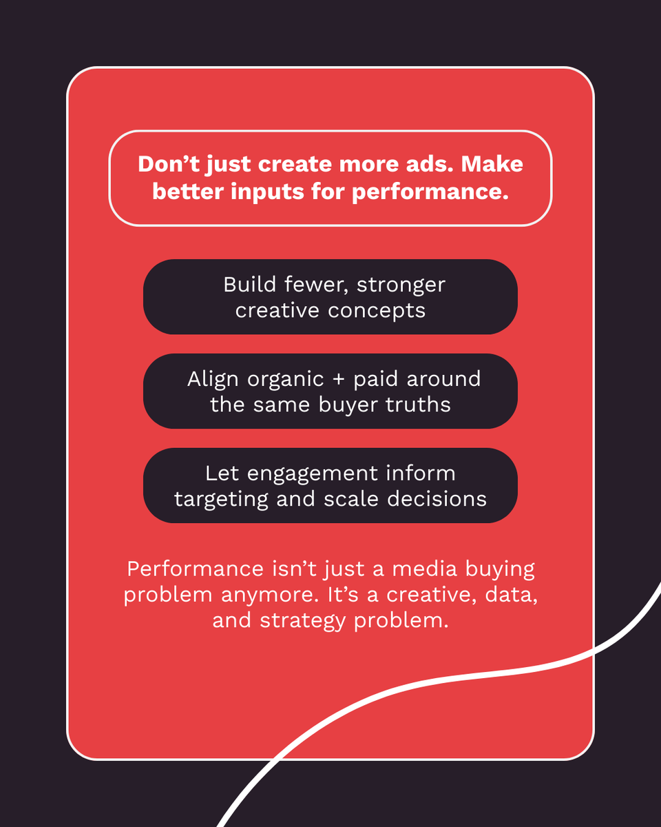 shoelace's tweet photo. Treating organic &amp; paid as silos hurts Meta performance. Organic builds signals that make paid convert better. One strategy, strong concepts, buyer-led messaging, revenue-linked reporting = steadier scaling.

#MetaAds #GrowthMarketing #PerformanceMarketing #PaidMedia https://t.co/AF8Uuv8ctF