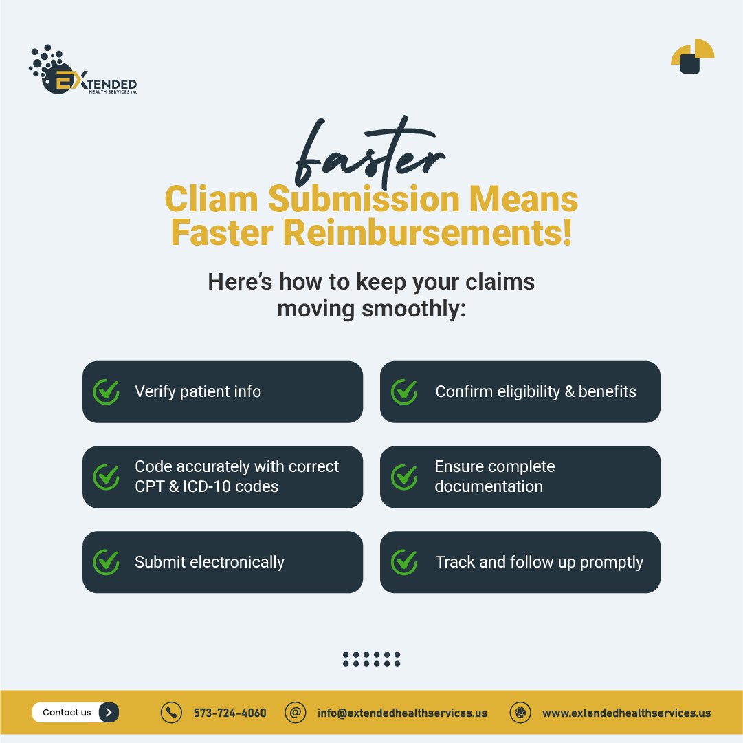 HealthExtended's tweet image. At EHS, we streamline the claim submission process so your practice reduces denials, minimizes delays, and maximizes cash flow.

#MedicalBilling #ClaimSubmission #CleanClaims #revenuecyclemanagement #RCM #DenialPrevention #healthcarebilling #BillingOptimization