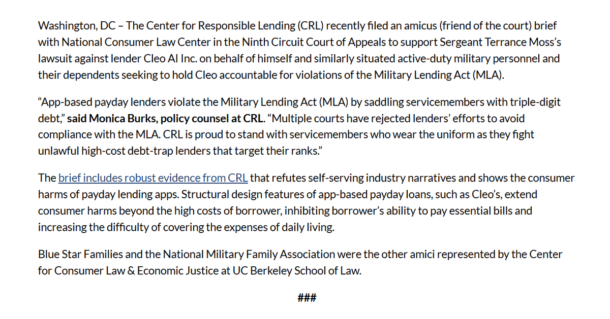 Center for Responsible Lending tweet media