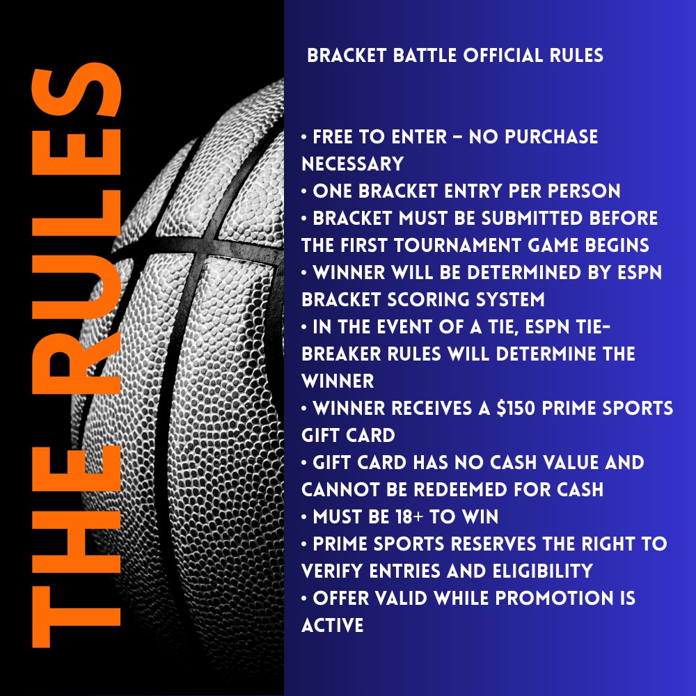 prime_mw's tweet photo. 💥 BONUS DEAL FOR BRACKET FANS 💥
Want to make your picks the Prime way?
Fill out your bracket inside Prime Sports & get 10% OFF your next purchase.
(Some restrictions apply)
Tag the friend who claims their bracket is “can’t miss.” 👇
#PrimeSports #BracketBattle #MarchMadness https://t.co/GoSZeL2o6N