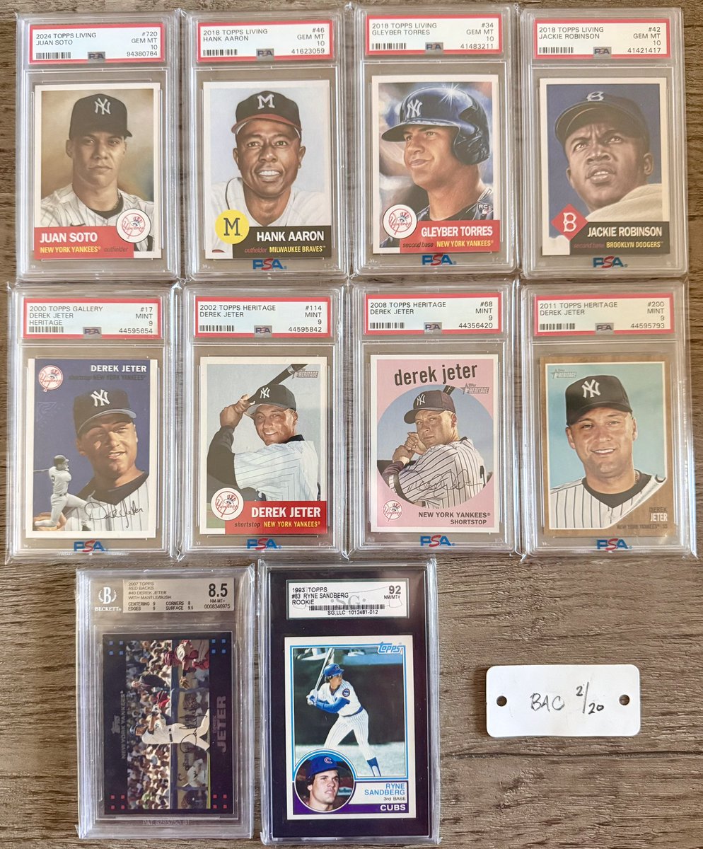 bacale81's tweet photo. @SlabtownCollect @84baseballcards Wanting to trade for Topps rookie rainbow foils and golds of star players: Judge, Witt, JRod, Elly, Merrill, Skenes, etc https://t.co/3BYeHcWb2T