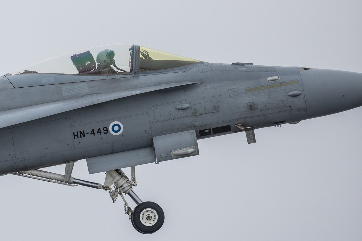 JFCNorfolk's tweet photo. 🇫🇮 Air Force F/A-18 Hornets from the Lapland Air Wing take to the skies during exercise Cold Response at Rovaniemi Air Base, while a NH90 Tactical Transport Helicopter prepares for Arctic operations. ✈️🚁

The exercise contributes to Arctic Sentry, NATO’s enhanced vigilance activity designed to strengthen Allied presence and cooperation in the High North.🤝

#WeAreNATO #ArcticSentry #StrongerTogether 
@FinnishAirForce | @DefenceFinland | @FinlandatNATO | @SHAPE_NATO | @NATO_AIRCOM