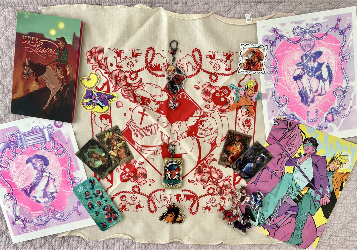 fryuitcup's tweet photo. Got my @loveandlassos mod bundle!! Thank you to @Glitchdgalaxies for making this zine, it was an amazing first time being a merch mod :O Tags for merch artists down below! https://t.co/z52eMBjwHp