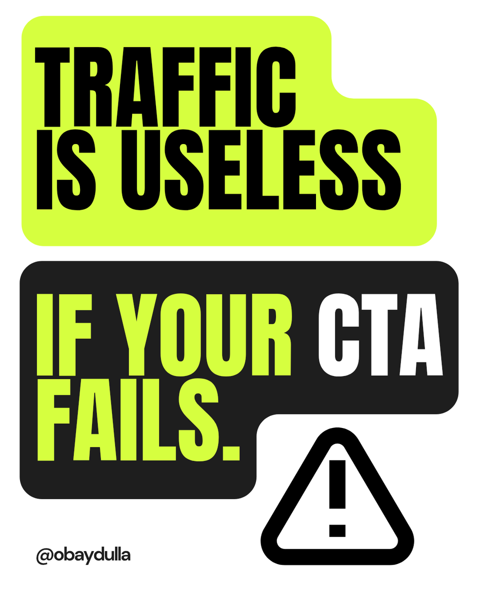 _obaydulla's tweet photo. Traffic is useless…
if your CTA fails.

Visitors don’t automatically become clients.
Your CTA must be clear, visible, and action-driven.

Traffic brings people.
CTA turns them into leads.

↳ Comment “CTA” for a free website audit.

#WebDesign #DigitalMarketing #Conversion  🚀 https://t.co/We9AwLLihs