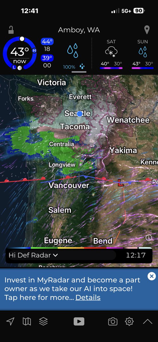 electroscribe's tweet photo. @angryseattle The front looks stuck, south of us. https://t.co/CUP8yolCUC